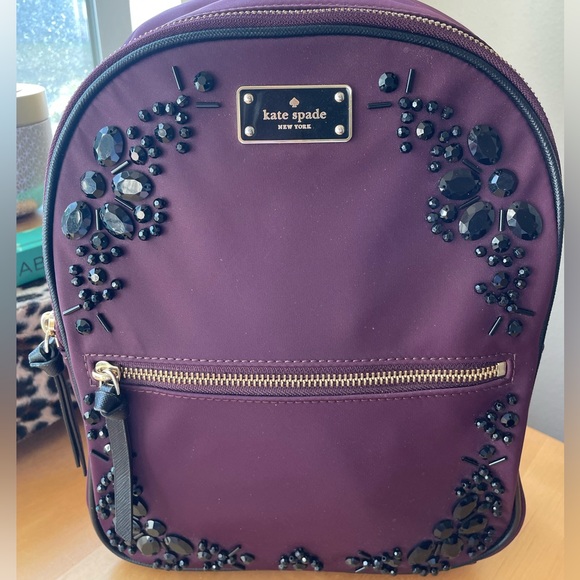 Kate Spade Wilson Road Bradley Backpack plumb with black embellishments - Picture 12 of 16